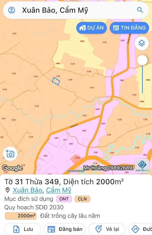 Bán đất vàng Cẩm Mỹ, 2000m2 vuông vắn, mặt tiền rộng 56m, sổ đỏ trao tay