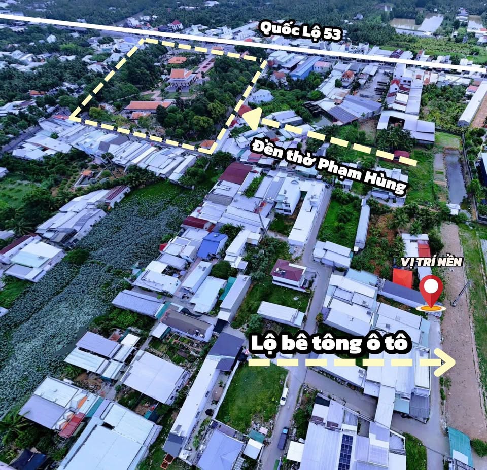 Đất thổ cư Vĩnh Long, sau lưng đền thờ Phạm Hùng, ô tô tới nhà, giá yêu thương!