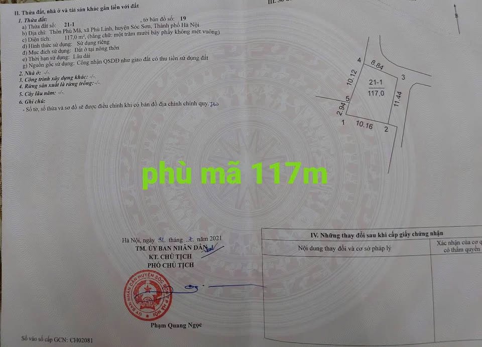 Đất Sóc Sơn lô góc 2 mặt tiền, ô tô vào tận nơi, giá hời