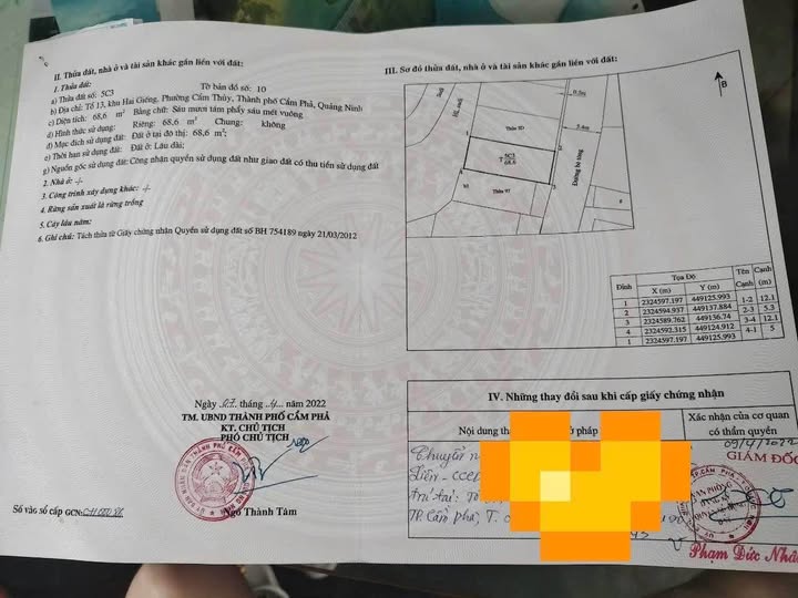 Bán đất Cẩm Phả, Quảng Ninh, diện tích 66,8m2, ngõ rộng 5,4m, hướng Đông