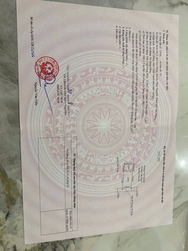 Đất thổ cư 95m2 tại phường Thiên Hương, Thủy Nguyên, Hải Phòng