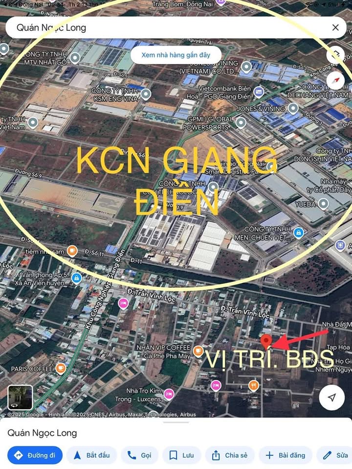 Bán gấp lô góc 2 mặt tiền 120m2, sổ riêng thổ cư gần khu công nghiệp Giang Điền