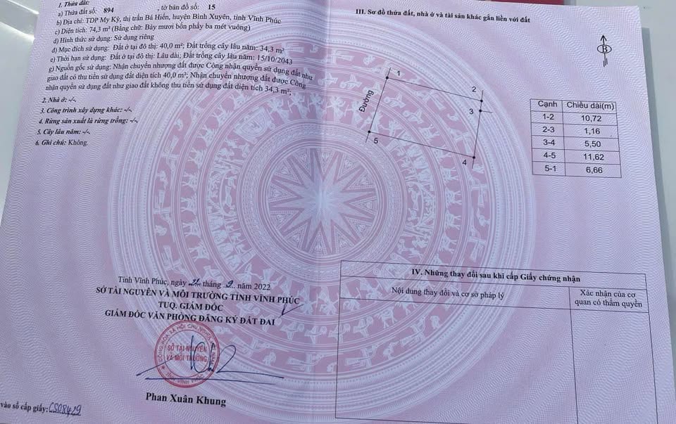 Bán đất thổ cư 74.3m2 tại My Kỳ, Bá Hiến, Bình Xuyên, Vĩnh Phúc, vị trí đẹp, kinh doanh tốt