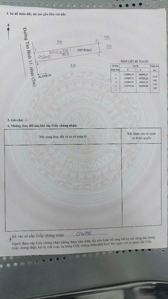 Bán đất thổ cư 5m x 37m đường nhựa Tân Bình 11, Bắc Tân Uyên, Bình Dương