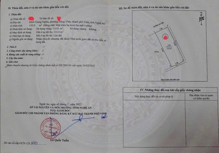 Siêu phẩm đất nền 133m2 tại khu quy hoạch Trung Nghĩa - Đông Vĩnh, Nghệ An