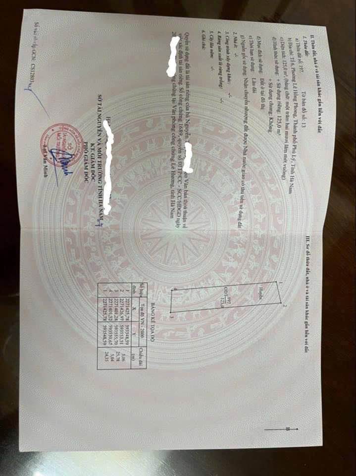 F0 trung tâm Phủ Lý 125m2, ngõ ô tô thông, giá chỉ 2 tỷ