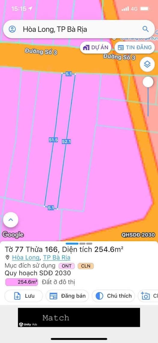 Bán đất mặt tiền Đường số 3, diện tích 5.1m x 50m, gần Quốc lộ 56 và cao tốc Biên Hòa - Vũng Tàu