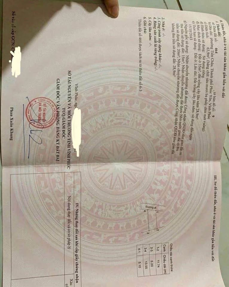 Bán đất vuông vắn 63.9m2, mặt tiền 5.1m, ô tô tránh tại Phúc Yên, Vĩnh Phúc