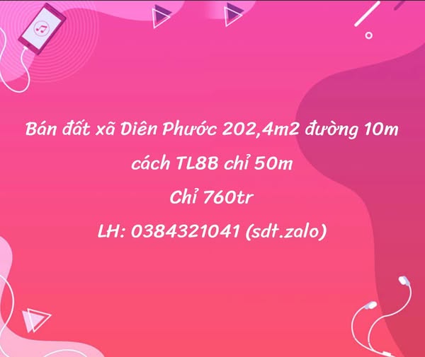 Bán đất Diên Phước, Khánh Hòa - 202.4m2, đường 10m, chỉ 760 triệu