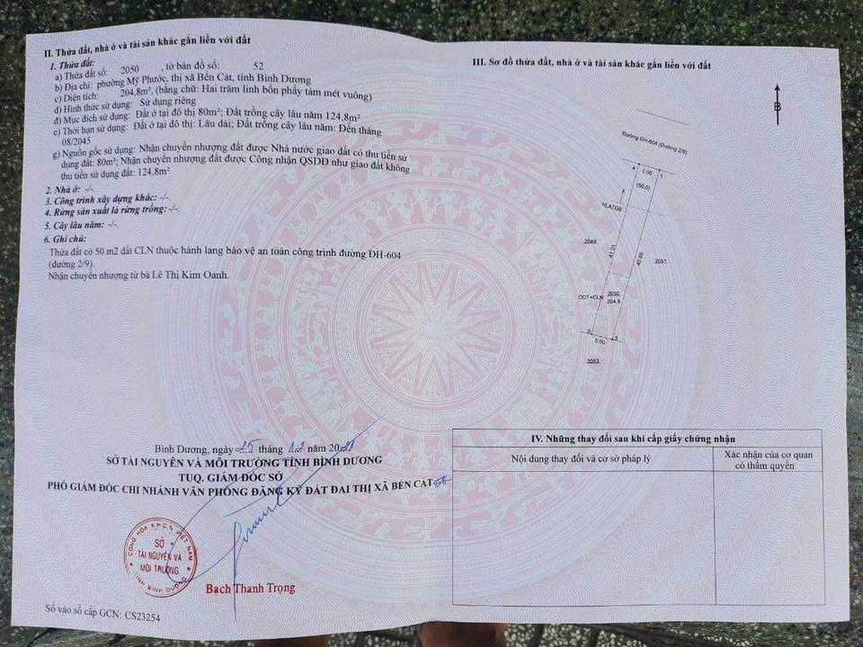 Bán lô đất mặt tiền đường DH604, Mỹ Phước 2, Bến Cát, vị trí kinh doanh tốt