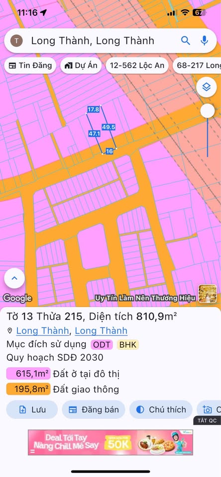 Đất vàng Long Thành 810m2 nở hậu, hạ giá cực sốc