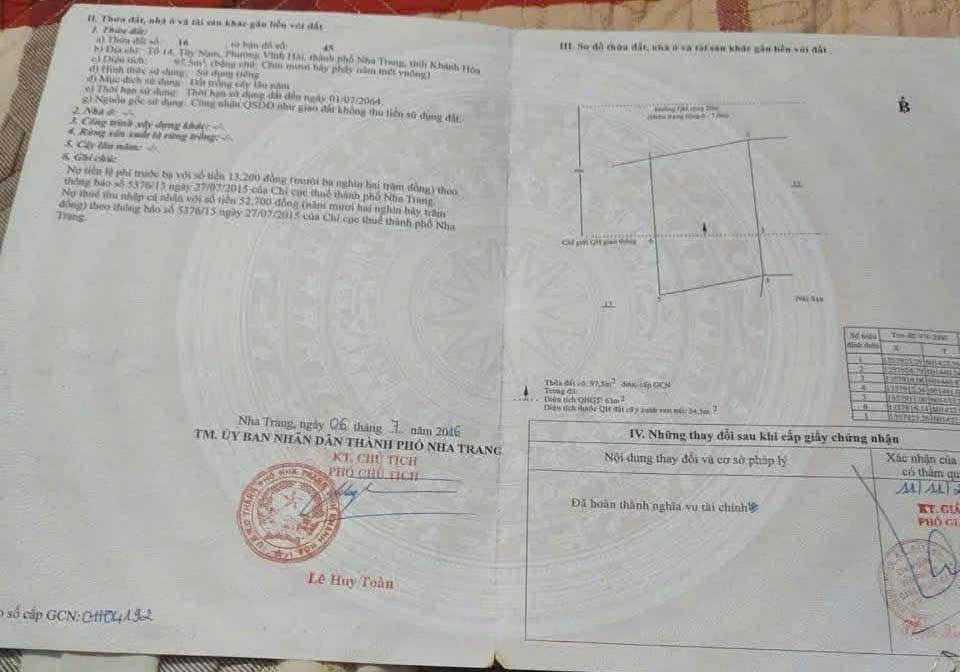 Cơ hội sở hữu ngay lô đất góc 2 mặt tiền siêu đẹp tại Vĩnh Hải, thành phố Nha Trang