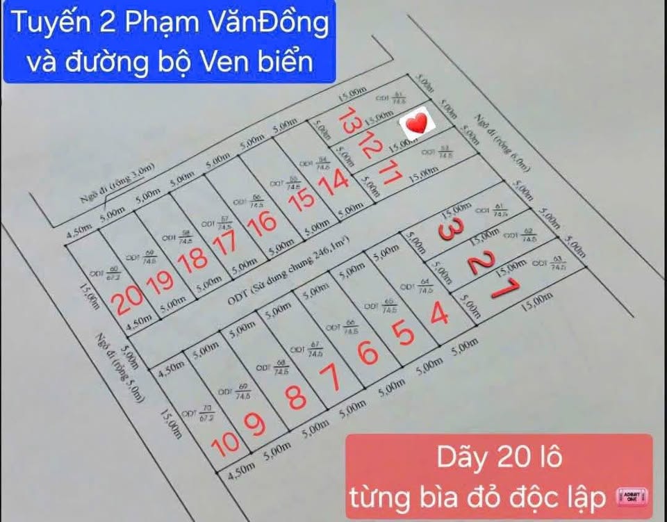Đất xịn xò Đồ Sơn, 74.5m2 ngang 5m, giá 1.6 tỷ