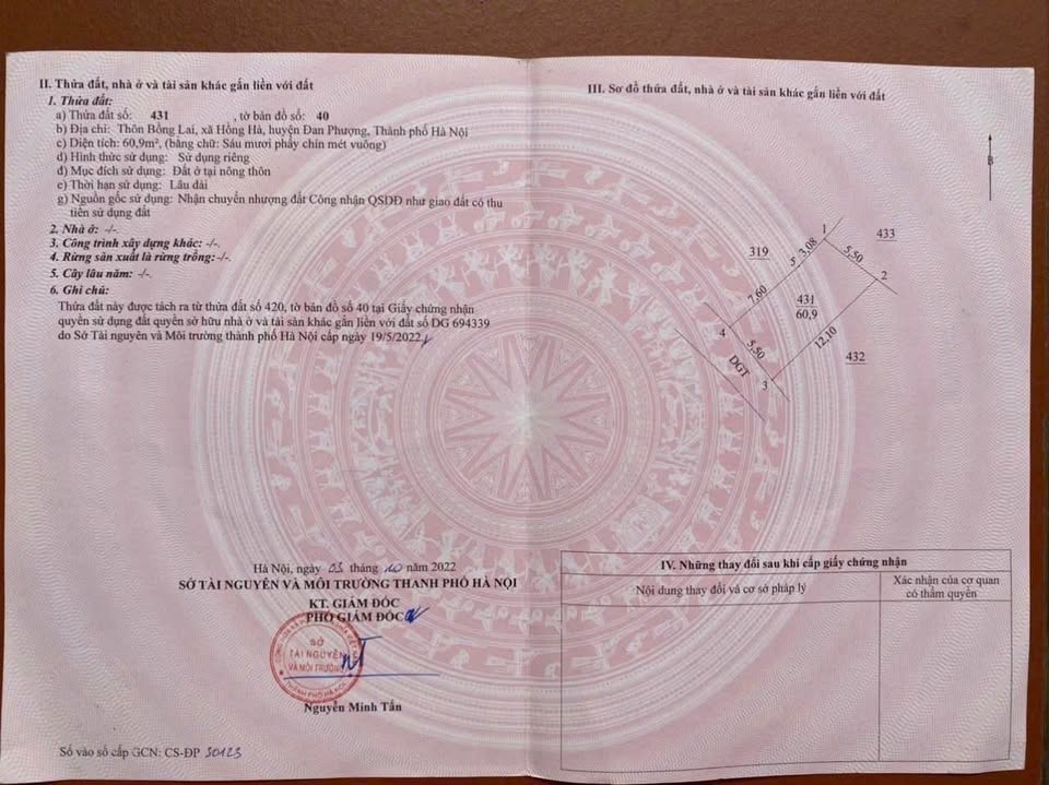 Đất Đan Phượng 60.9m2, đường ô tô, gần Cầu Hồng Hà - Giá yêu thương chỉ 3 tỷ