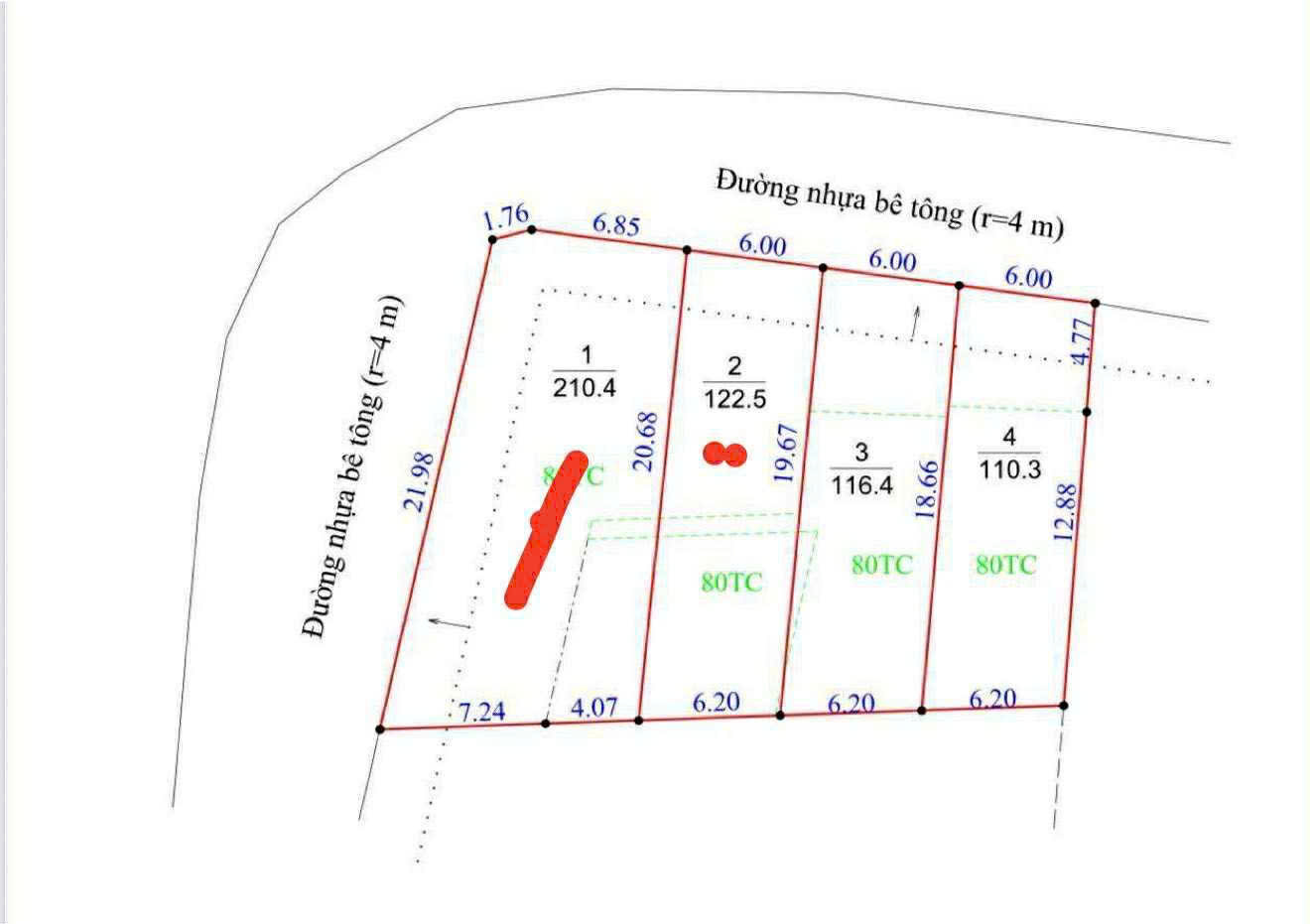 Đất nền Láng Lớn gần Mũi Tàu, diện tích 6mx20m, 80m2 thổ cư, đường ô tô