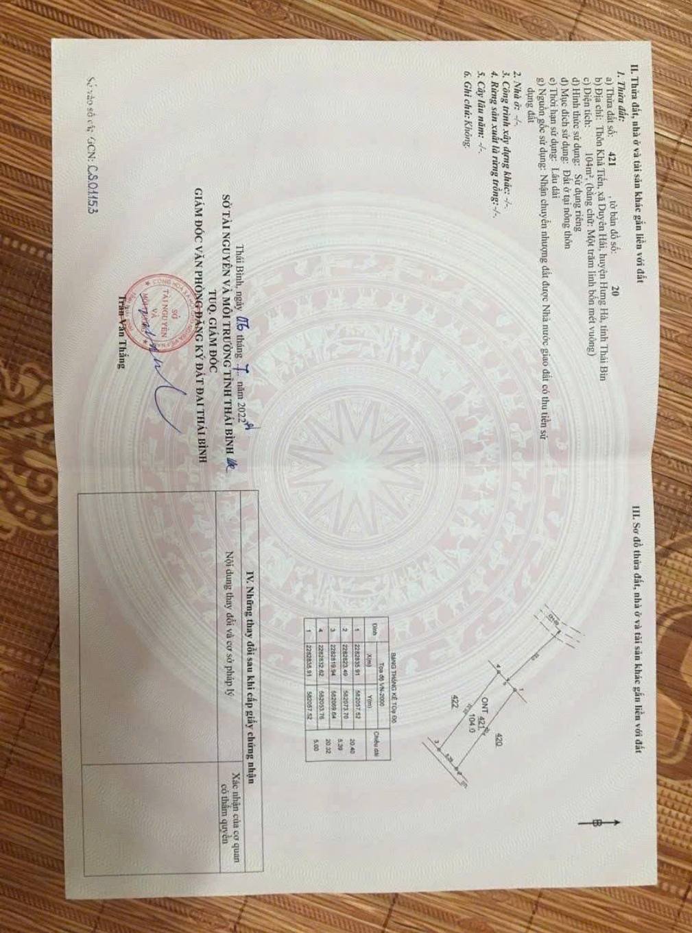 Bán đất mặt đường huyện Duyên Hải, Hưng Hà, Thái Bình, diện tích 104m2