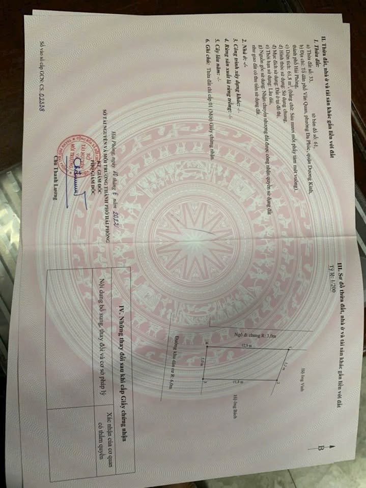 Bán lô góc 62m2 hướng Nam, đường 6m tại Vân Quan, Dương Kinh, Hải Phòng