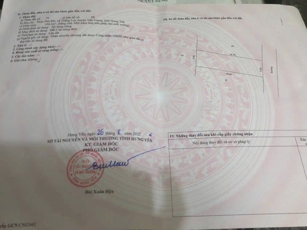 Bán gấp lô đất vàng 104m² tại Văn Giang, Hưng Yên, chỉ nhỉnh 3 tỷ