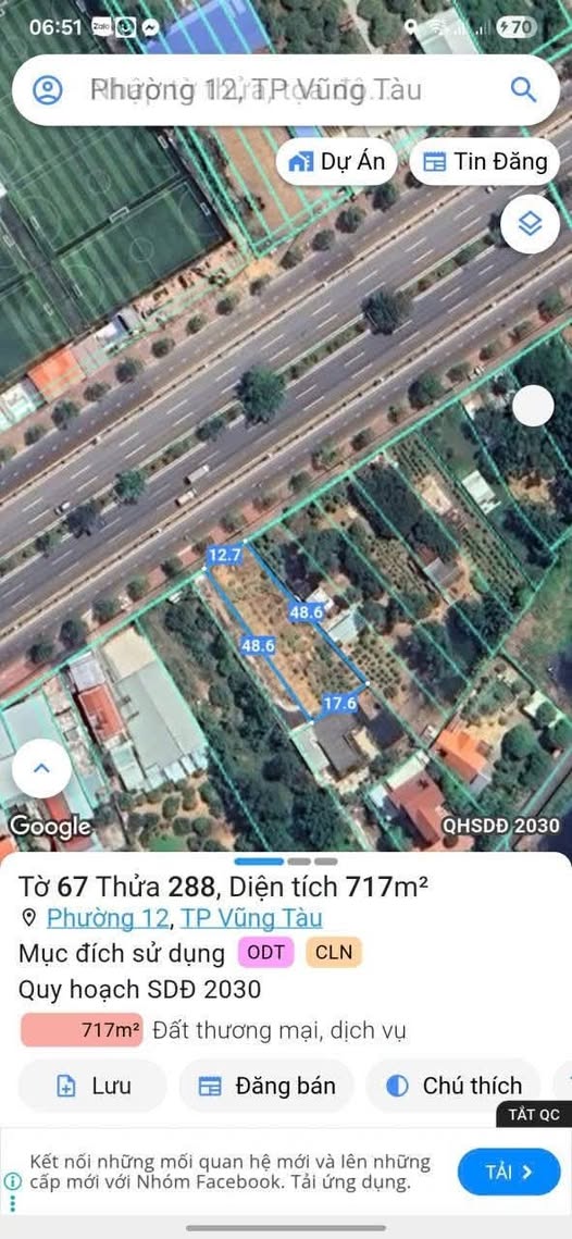 Bán đất Vũng Tàu 717m2 mặt tiền đường 2/9, nở hậu đẹp, giá 17.5 tỷ