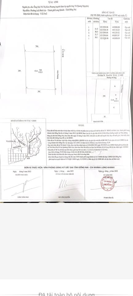 Bán đất 1122.5m2 tại Bình Lộc, Long Khánh, Đồng Nai - Bao tách sổ