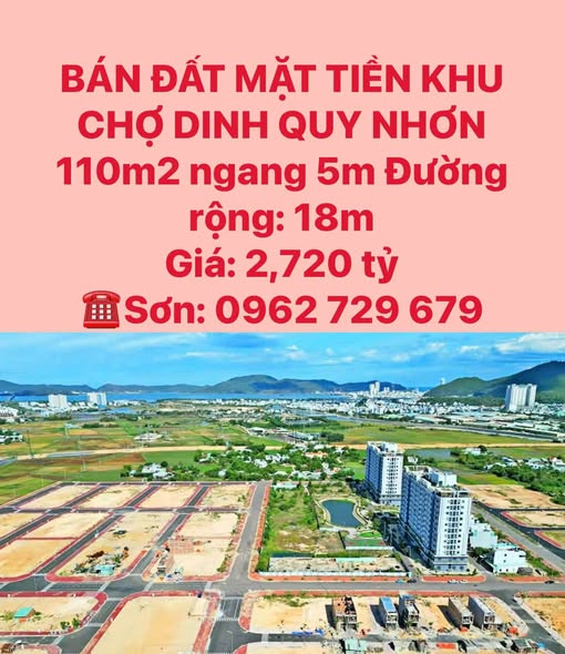 Bán đất mặt tiền khu chợ Dinh Quy Nhơn, vị trí đắc địa