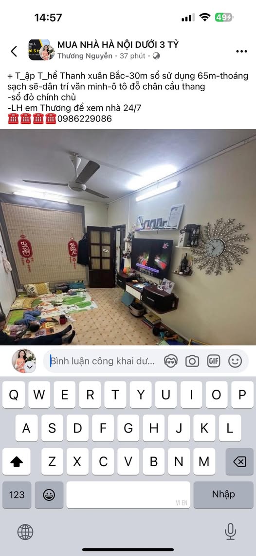 Tổ ấm tập thể Thanh Xuân Bắc 65m² sổ đỏ, thoáng sạch, ô tô đỗ chân cầu thang