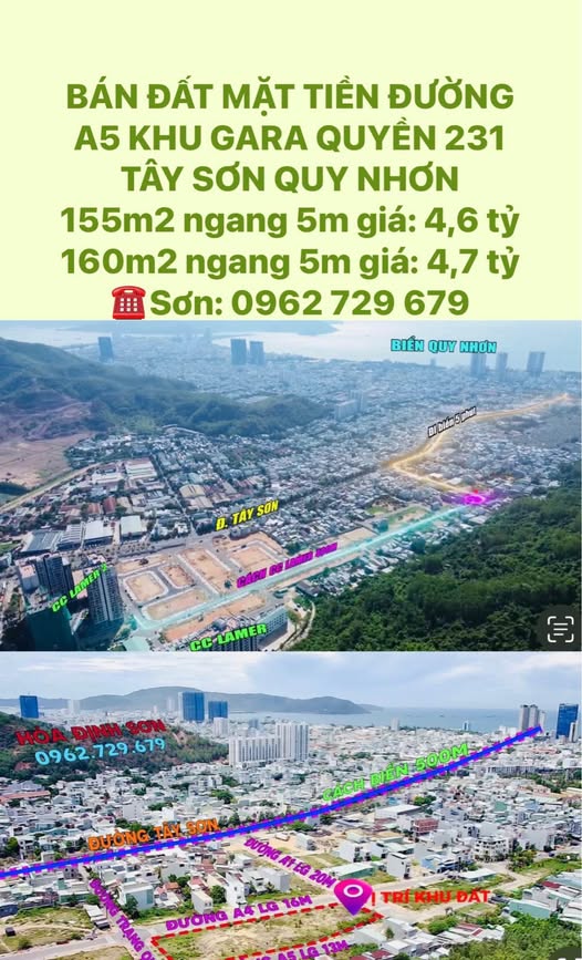 Bán đất mặt tiền đường A5, khu Gara Quyền, Quy Nhơn