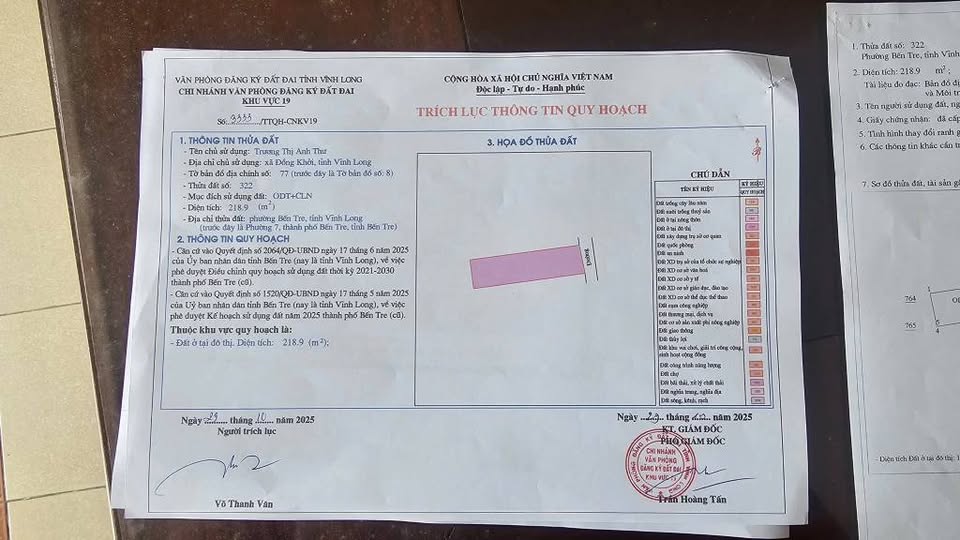 Siêu phẩm đất nền 218m² tại Phường 7, nay thuộc phường Bến Tre, Bến Tre