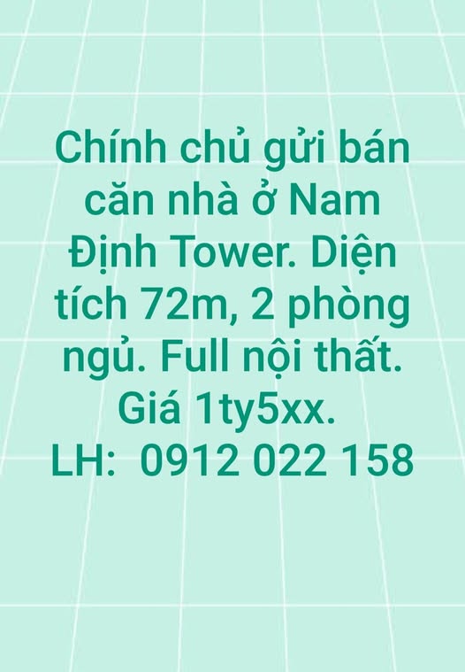 Căn hộ full nộI thất 2 ngủ tại Nam Định Tower - Giá sập sàn