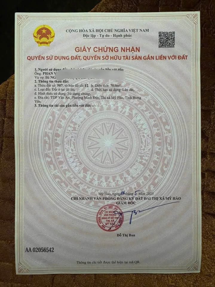 Siêu phẩm đất nền full thổ cư 70m2 tại Vân An, Minh Đức, Mỹ Hào, Hưng Yên