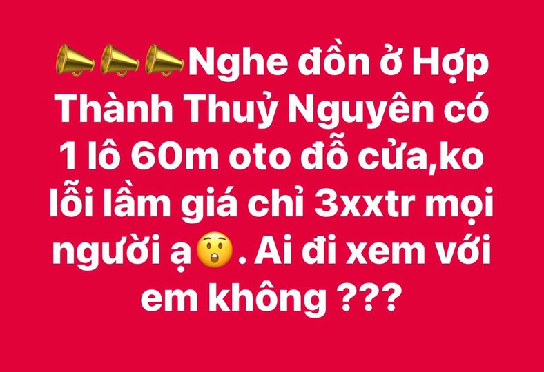 Bán đất Hợp Thành, Thủy Nguyên - 60m2, ô tô đỗ cửa, giá chỉ 3xx triệu
