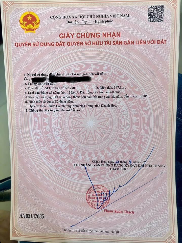 Bán đất thổ cư Phước Hạ, Phước Đồng, Nha Trang, diện tích 197.1m2, đường 4.5m