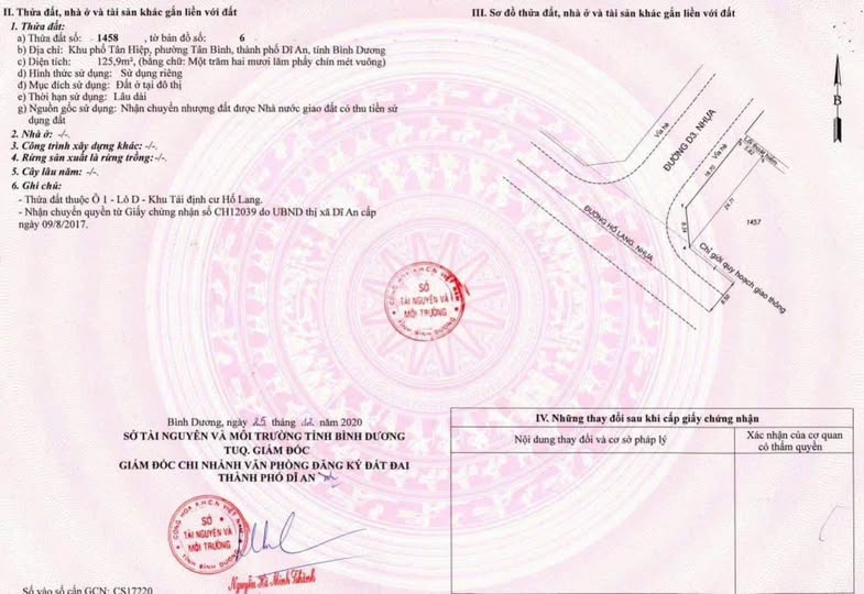 Bán lô góc đầu cổng tái định cư Hố Lang, Tân Bình, Dĩ An - 125.9m²