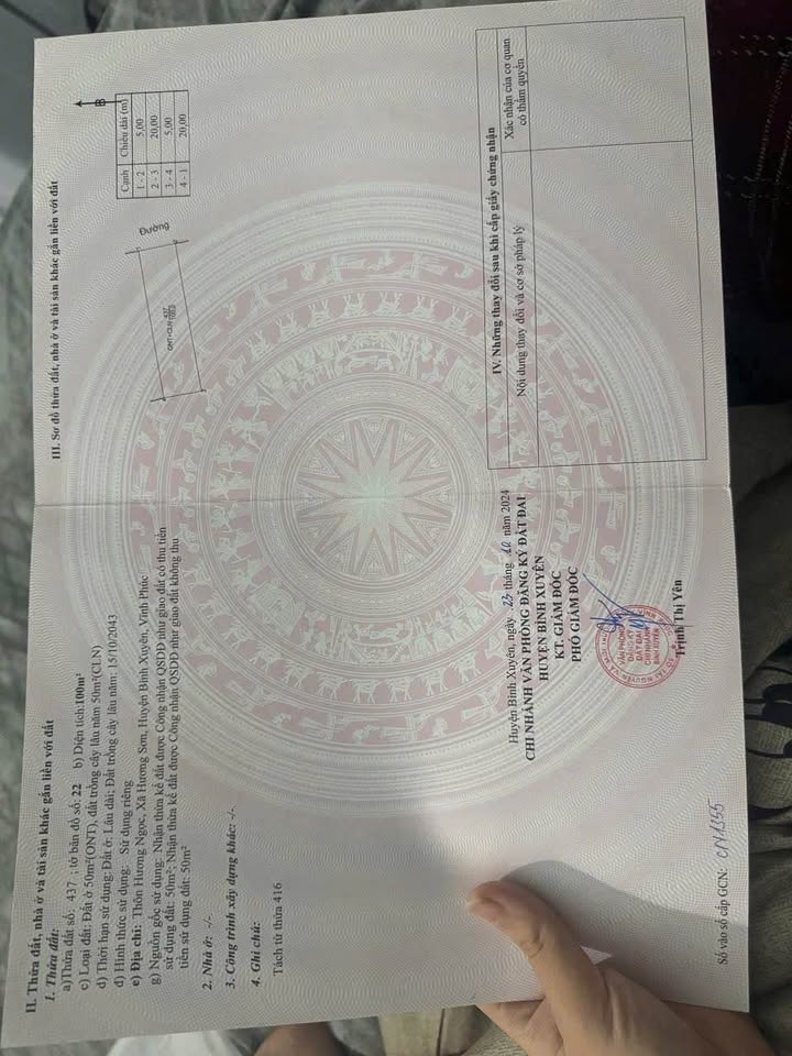 Bán đất 100m² tại Hương Ngọc, Bình Xuyên, Vĩnh Phúc