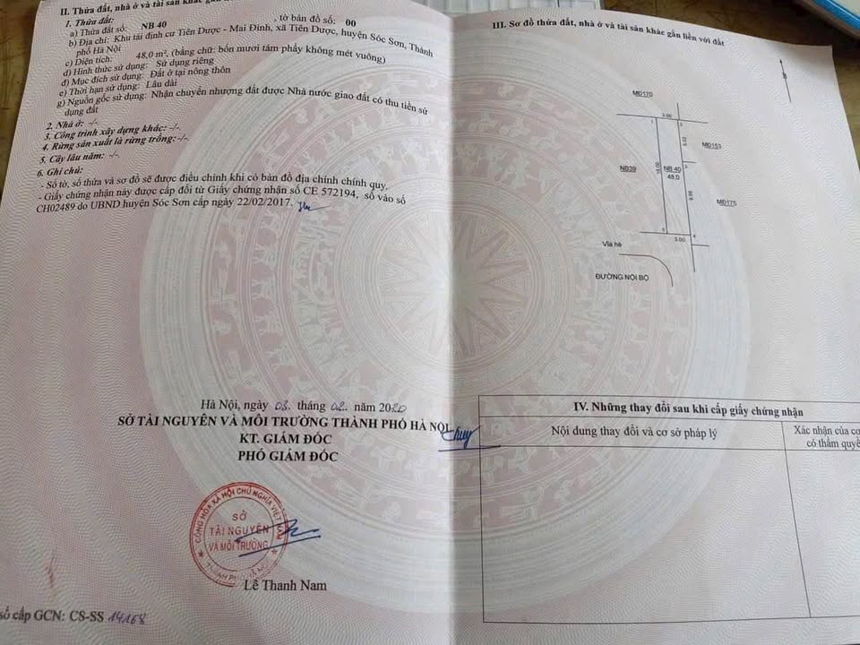 Bán đất tái định cư Tiên Dược, Sóc Sơn, Hà Nội - 48m², ô tô vào tận đất