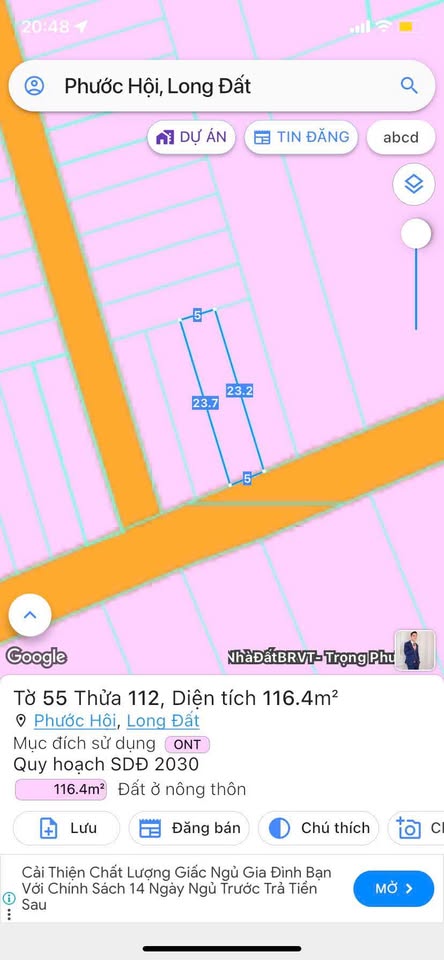 Bán gấp 2 lô đất vàng Phước Hải, Bà Rịa, Vũng Tàu mặt tiền nhựa, dân cư đông đúc, gần biển