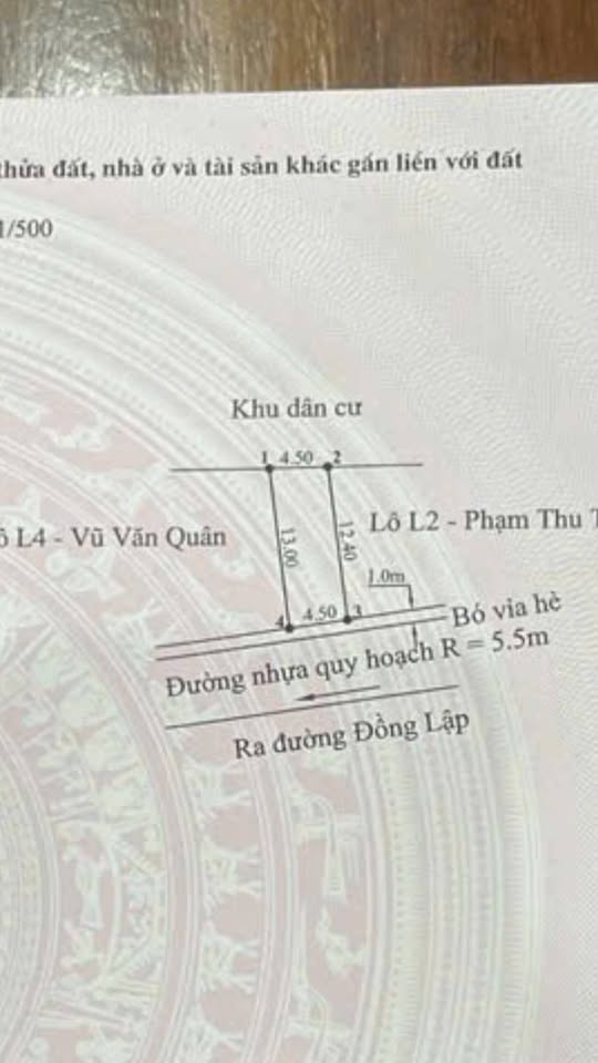Đất vàng Đồng Lập, Kiến An: 57m2 mặt tiền 4.5m, đường 6m, sổ đỏ chính chủ