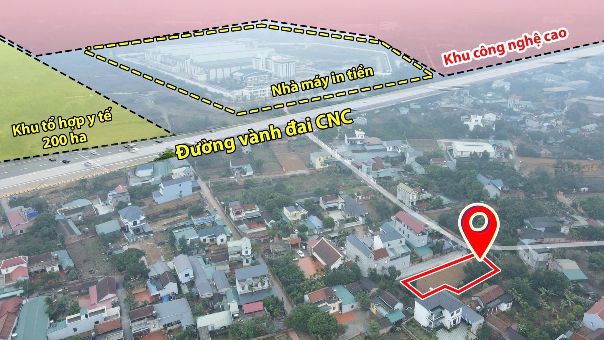 Đất lô góc vàng – mặt đường đôi 120m – sát khu CNC Hòa Lạc