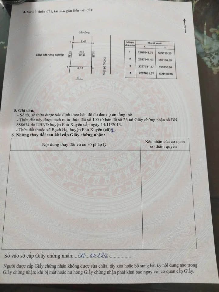 Đất kinh doanh Bạch Hạ, Phú Xuyên, diện tích 80m2, mặt tiền 10,25m, đường 8m