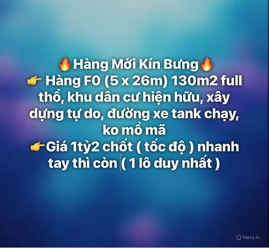 Đất Hóc Môn 130m2 full thổ, giá 1.2 tỷ chốt nhanh