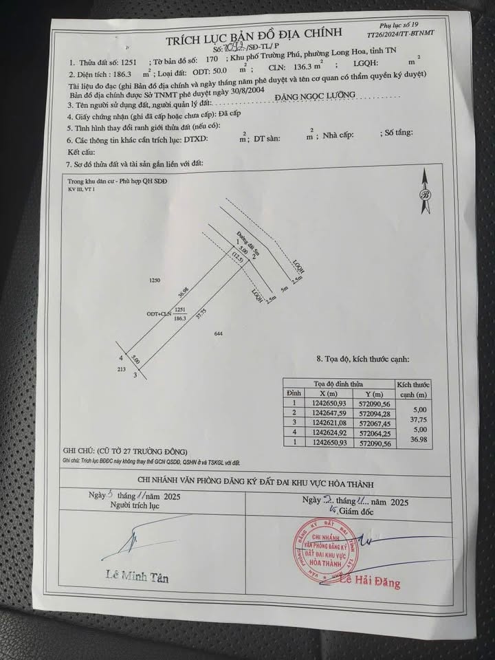 Sở hữu ngay lô đất cực phẩm tại hẻm 35 Nguyễn Lương Bằng, phường Long Hoa, thị xã Hòa Thành