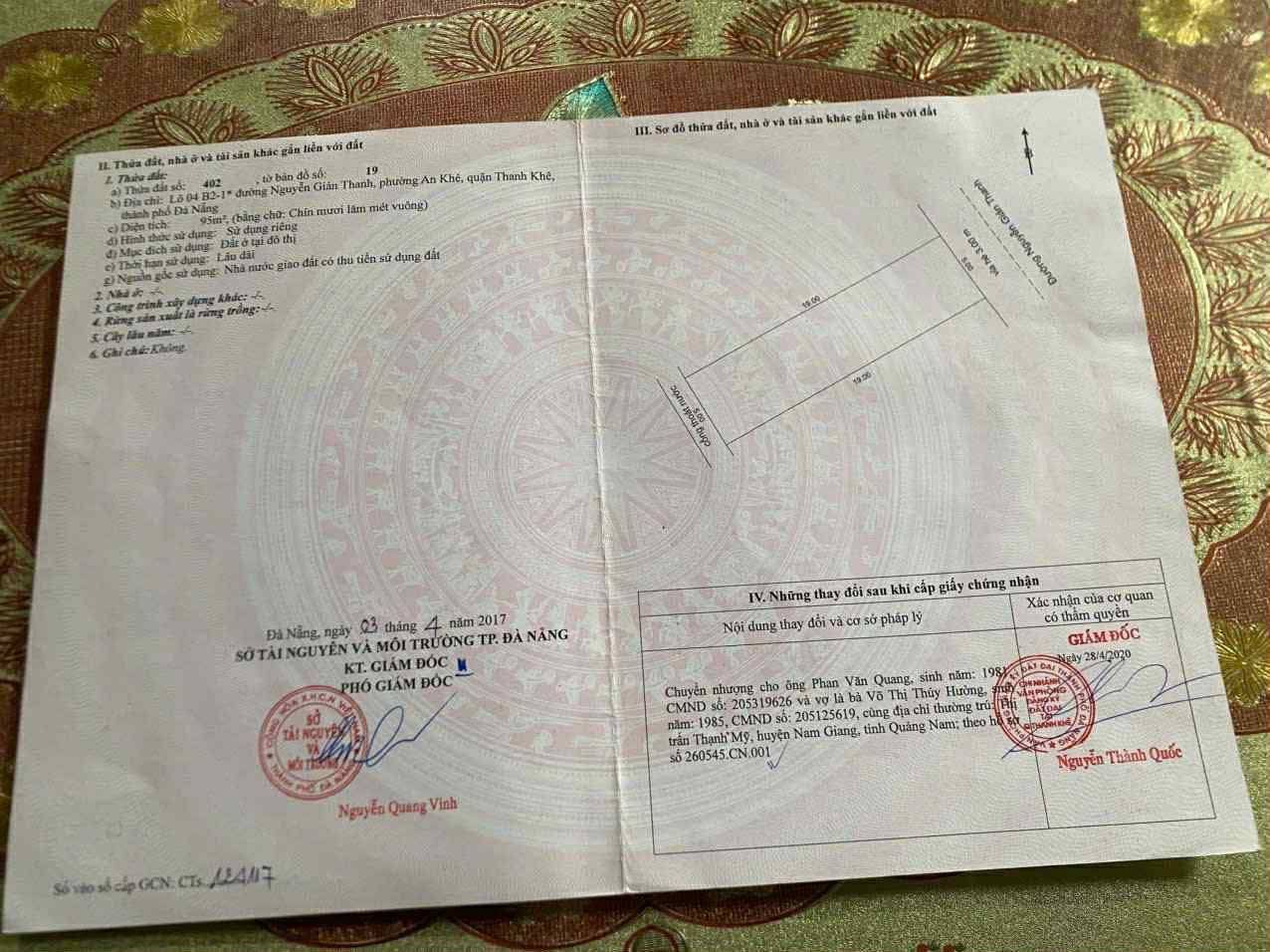 Đất vàng Đà Nẵng 95m2 mặt tiền Nguyễn Giản Thanh