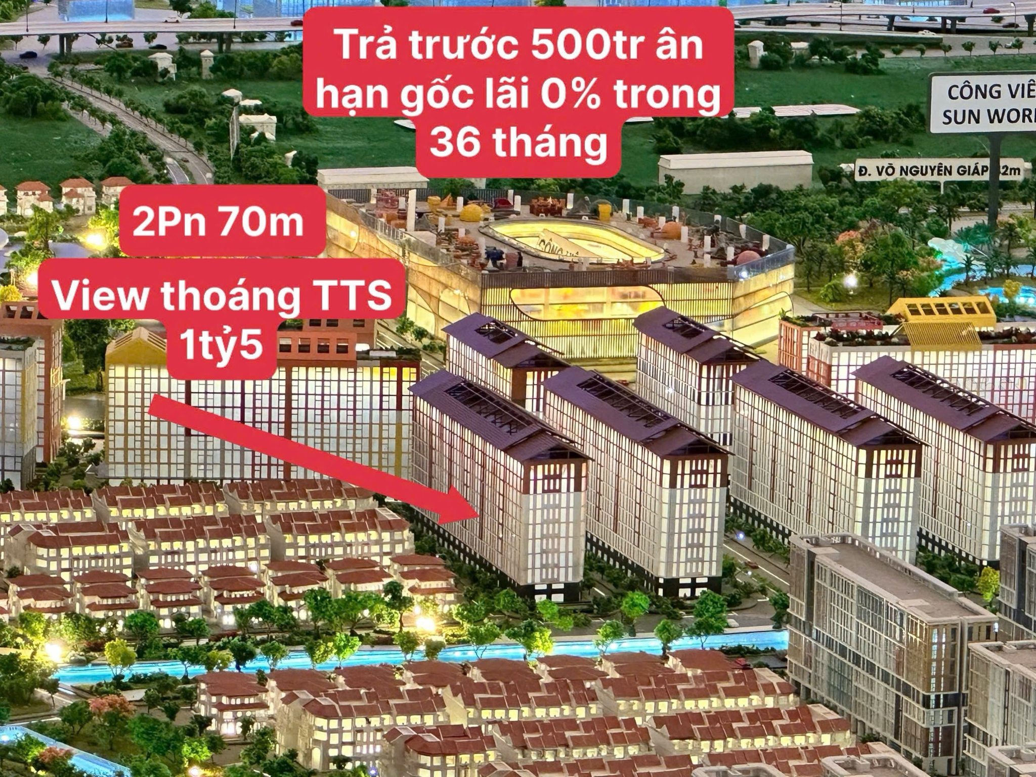 Căn hộ Sun Hà Nam 70m2, 2 phòng ngủ, view đẹp, giá 1,5 tỷ, cơ hội vàng