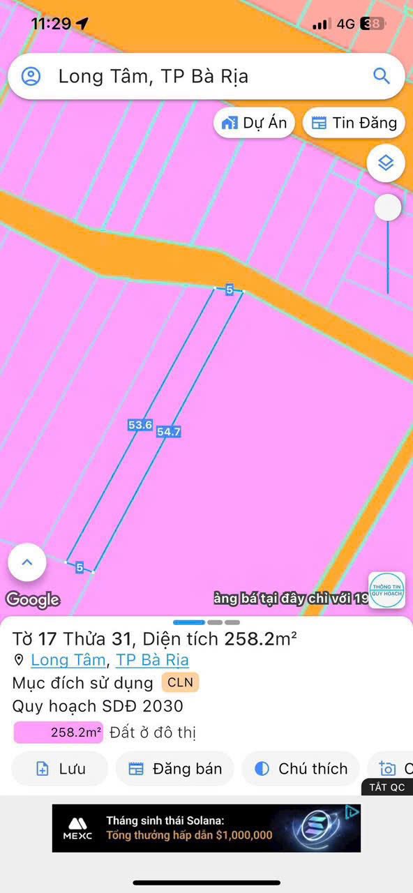 Đất Bà Rịa 5m x 55m, 2.35 tỷ, sổ hồng riêng, gần bệnh viện Bà Rịa, đường nhựa, dân cư đông đúc