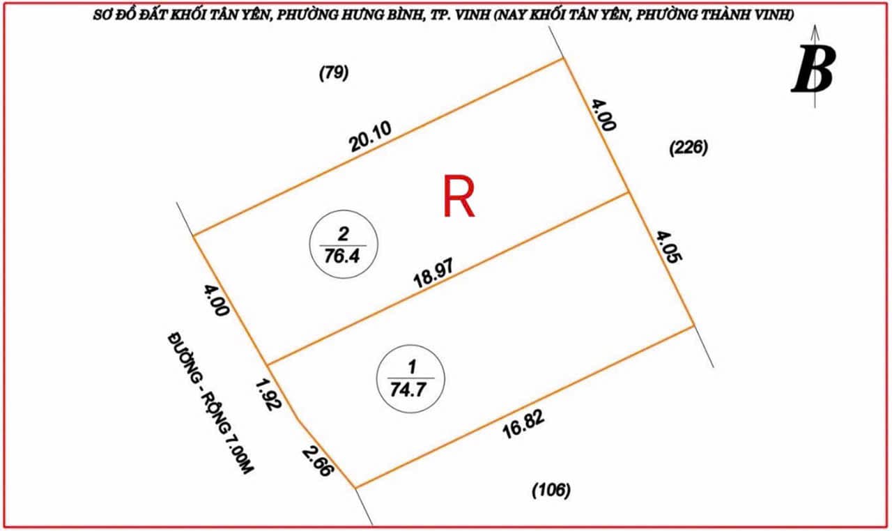 Đất mặt đường Tân Yên, trung tâm thành phố Vinh, giá hời