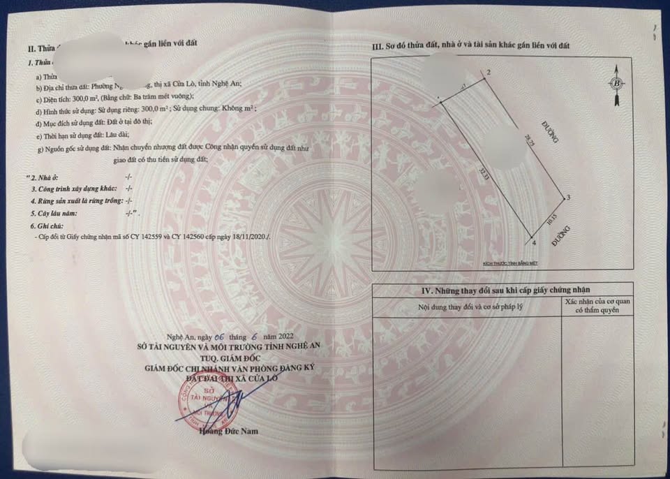 Bán đất vàng 300m2 hướng Đông Nam tại Cửa Lò, Nghệ An