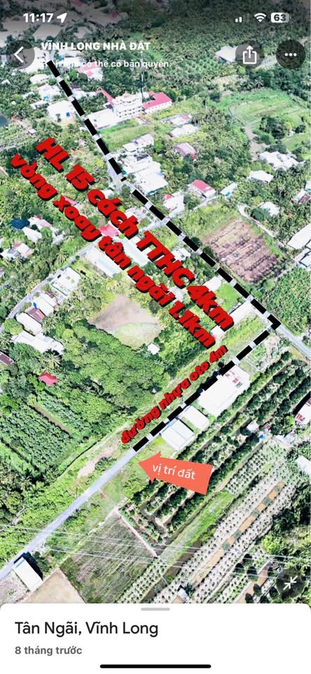 Đất Vĩnh Long kế trung tâm hành chính, lộ nhựa ô tô tới đất, giá hời 630 triệu