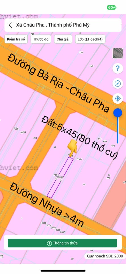 Đất vàng Châu Pha 5x44m, 1.35 tỷ - Mua nhanh kẻo lỡ