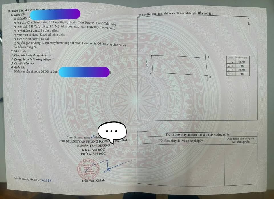 Bán đất 148m2 mặt tiền 7m tại Hợp Thịnh, Vĩnh Phúc, giá 2 tỷ