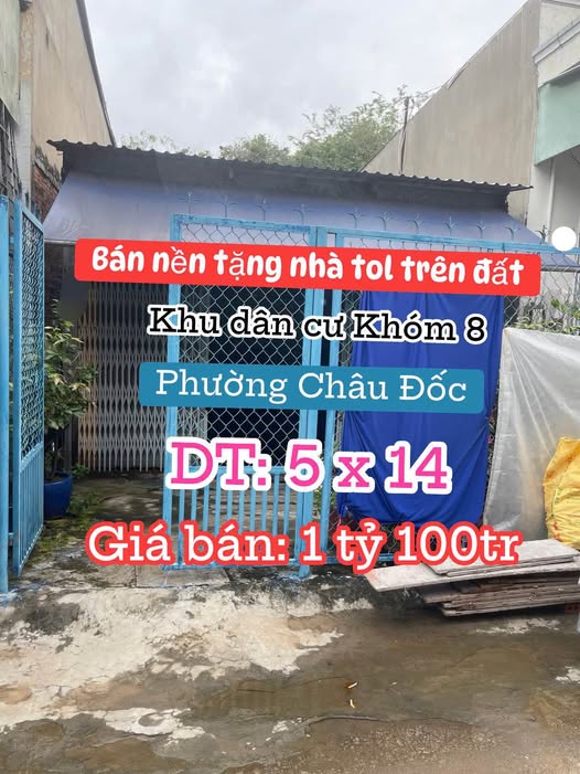 Đất vàng Châu Đốc 5m x 14m, 1 tỷ 100 triệu, sổ đỏ sẵn sàng, đón đầu tiện ích